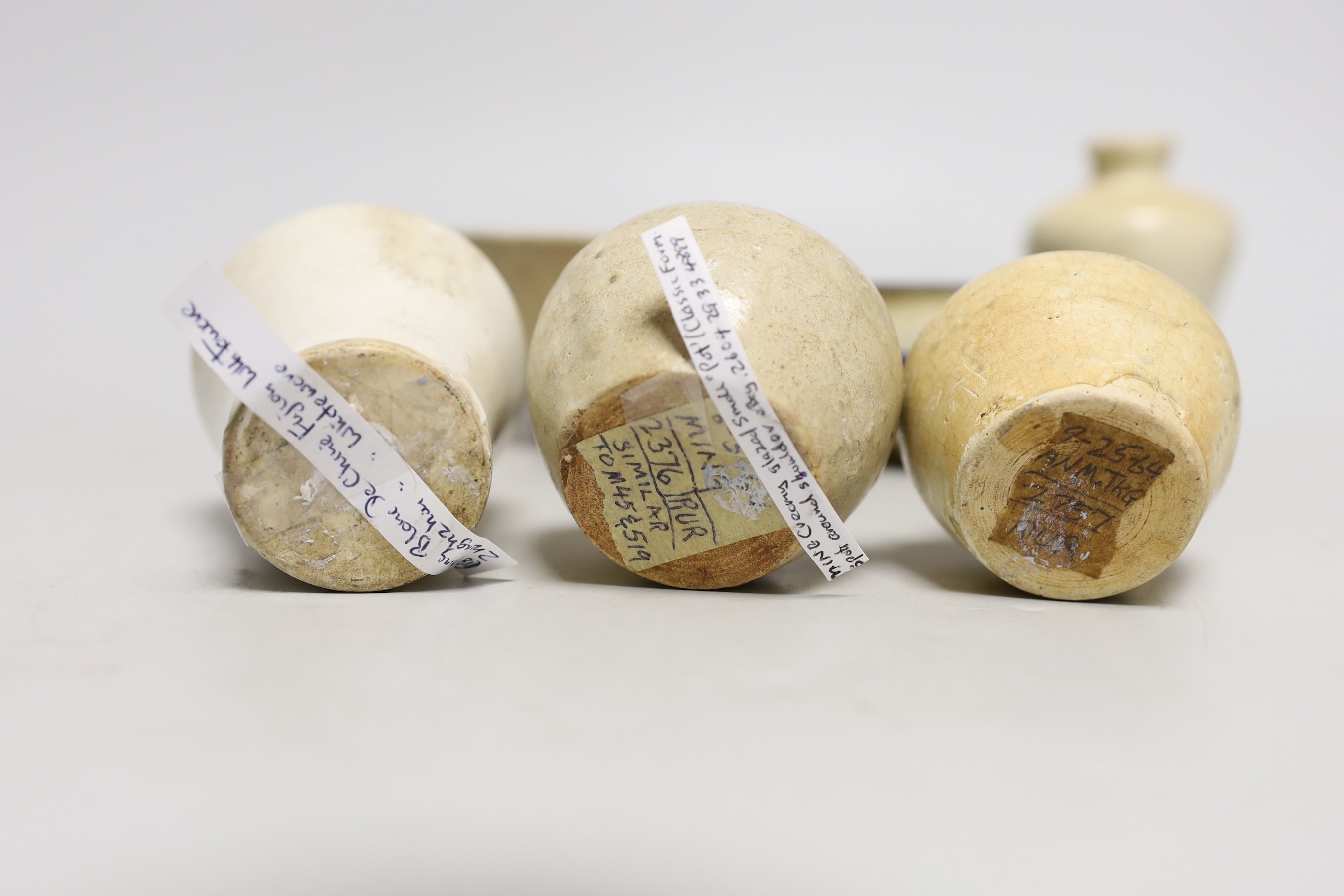 A group of Chinese blanc de chine small jars, Fujian kilns, 15th - 17th century and other vessels, tallest 9.5 cm
